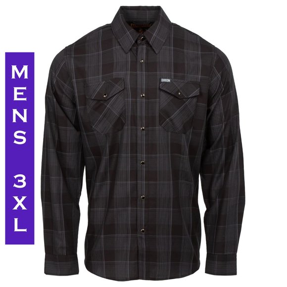DIXXON Other - Dixxon - Murphy Bamboo Long Sleeve Shirt - Black & Gray Plaid - Men's 3XL